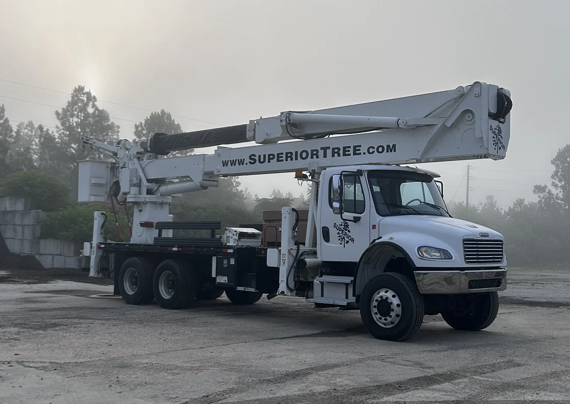 Superior Tree bucket truck staged for tree service work